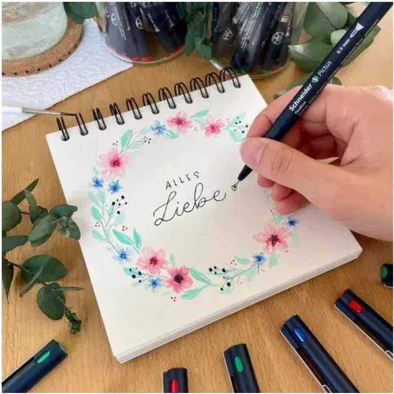 Fineliner Schneider Schreibgeräte Pictus Juoda Blue Green Red 5 vnt.
