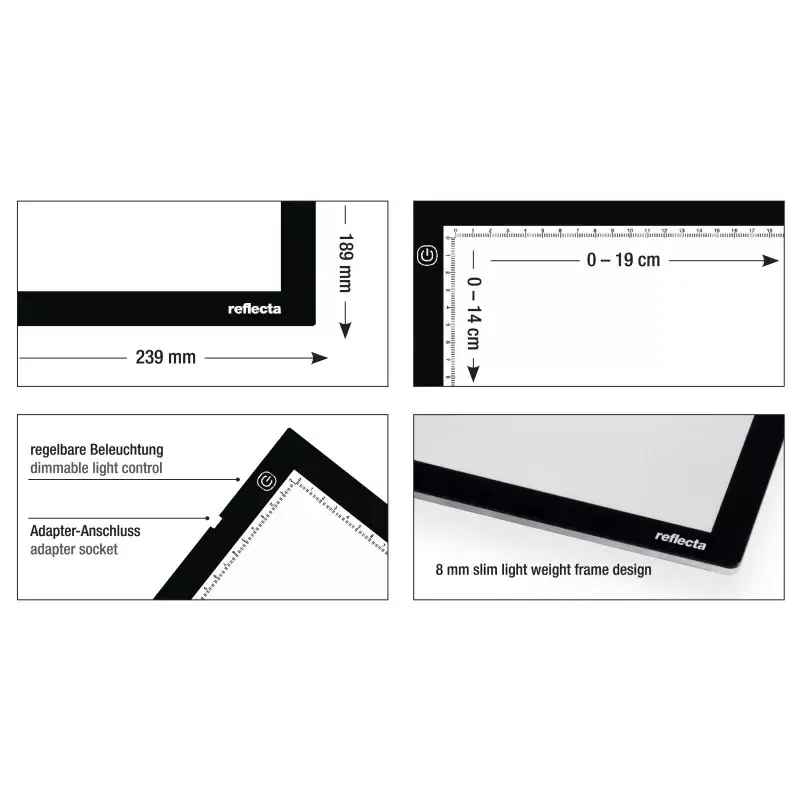 Vienvietis nuotraukų rėmelis Reflecta LED Light Pad A5 Super plonas juodas 19x14 cm
