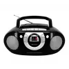 Nešiojama stereosistema Soundmaster SCD5100SW — Analoginis FM imtuvas 87,5–108 MHz, CD/MP3 grotuvas, 1 W RMS, LED ekranas, juoda