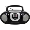 Nešiojama stereosistema Soundmaster SCD5100SW — Analoginis FM imtuvas 87,5–108 MHz, CD/MP3 grotuvas, 1 W RMS, LED ekranas, juoda