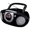 Nešiojama stereosistema Soundmaster SCD5100SW — Analoginis FM imtuvas 87,5–108 MHz, CD/MP3 grotuvas, 1 W RMS, LED ekranas, juoda