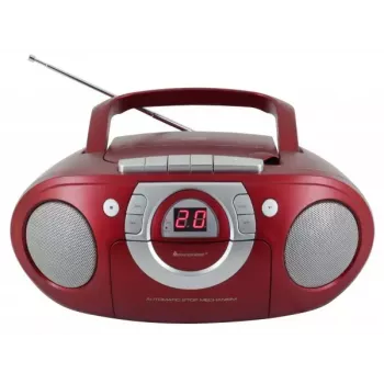 Nešiojama stereosistema Soundmaster SCD5100RO — CD/radijas/USB? (Pilka, raudona)