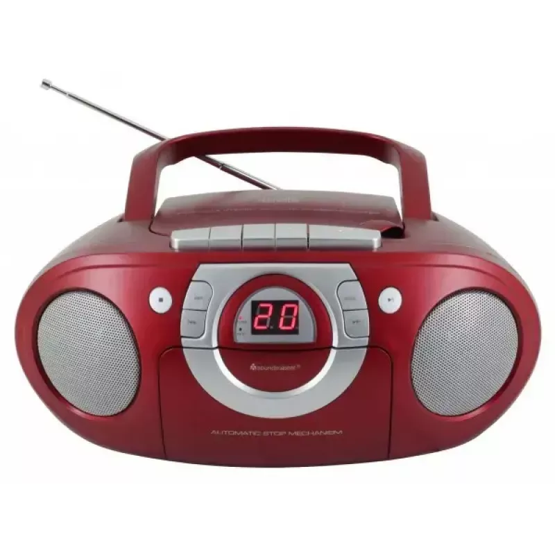 Nešiojama stereosistema Soundmaster SCD5100RO — CD/radijas/USB? (Pilka, raudona)