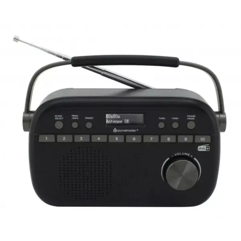 Nešiojamasis radijas Soundmaster DAB280 — DAB+, FM, analoginis ir skaitmeninis, 1,2 W, juodas, kintamoji srovė / baterija