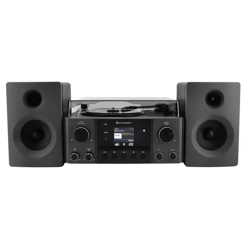 Namų garso sistema Soundmaster MCD1950SW — 20 W RMS, DAB+/FM, CD/MP3 atkūrimas, 3,5 mm aux, kintamosios srovės maitinimas (juoda)