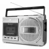 Nešiojamasis kasetinis grotuvas Soundmaster RR20SI — FM/MW/SW radijas, 3 W RMS, 3,5 mm ausinės, juoda/sidabrinė