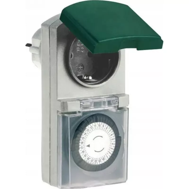 Mechaninis laikmatis REV modelis 0025700409 lauko juodas, analoginis ratukas grandinėms perjungti