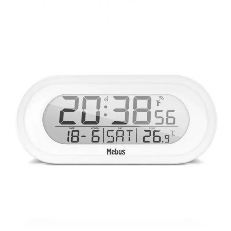 Skaitmeninis žadintuvas Mebus 25808 Oval White Blue backlight baterija AAA