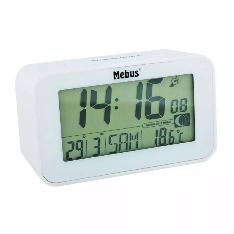 Žadintuvas Mebus 51461 Baltas LCD Ekranas Temperatūros Matavimas