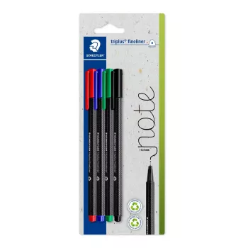 Fineliner Staedtler 334-S BK4 Ultra Fine Juoda Blue Green Red 4 vnt.