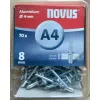 Aklinos kniedės NOVUS A 4 x 8 ALU rinkinys 70 vnt.