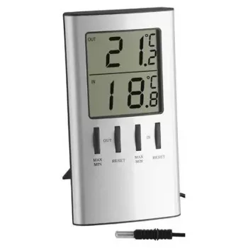 Elektroninis aplinkos termometras TFA-Dostmann 30.1027, skirtas naudoti patalpoje, sidabrinis, °C