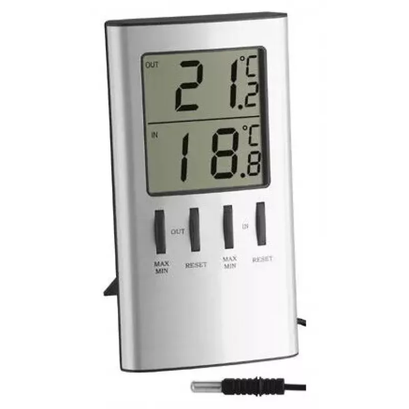 Elektroninis aplinkos termometras TFA-Dostmann 30.1027, skirtas naudoti patalpoje, sidabrinis, °C