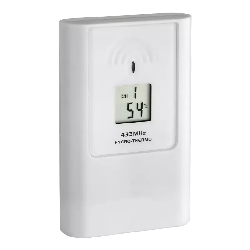 Vidaus/lauko meteorologinė stotis tfa dostmann Casa Balta LCD Baterija — belaidė 0,433 GHz, AA 1,5 V, 141×100×48 mm