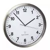 Sieninis/stalinis kvarcinis laikrodis TFA 60.3523.02 — apvalus, sidabrinis/baltas, 305 mm, AA 1,5 V