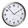 Sieninis/stalinis kvarcinis laikrodis TFA 60.3523.02 — apvalus, sidabrinis/baltas, 305 mm, AA 1,5 V