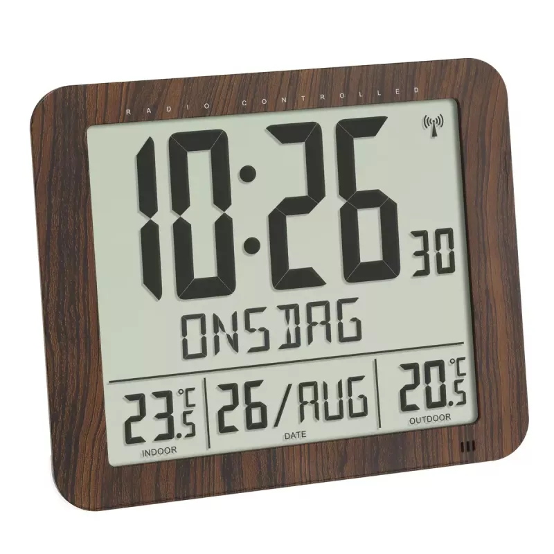 Skaitmeninis žadintuvas TFA-Dostmann 60.4518.08 Wood LCD 433 MHz