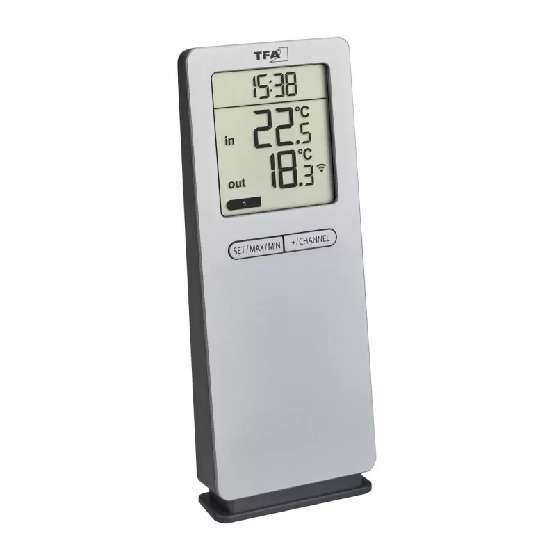 Elektroninis aplinkos termometras TFA-Dostmann 30.3071.54, skirtas naudoti viduje / lauke, sidabrinis