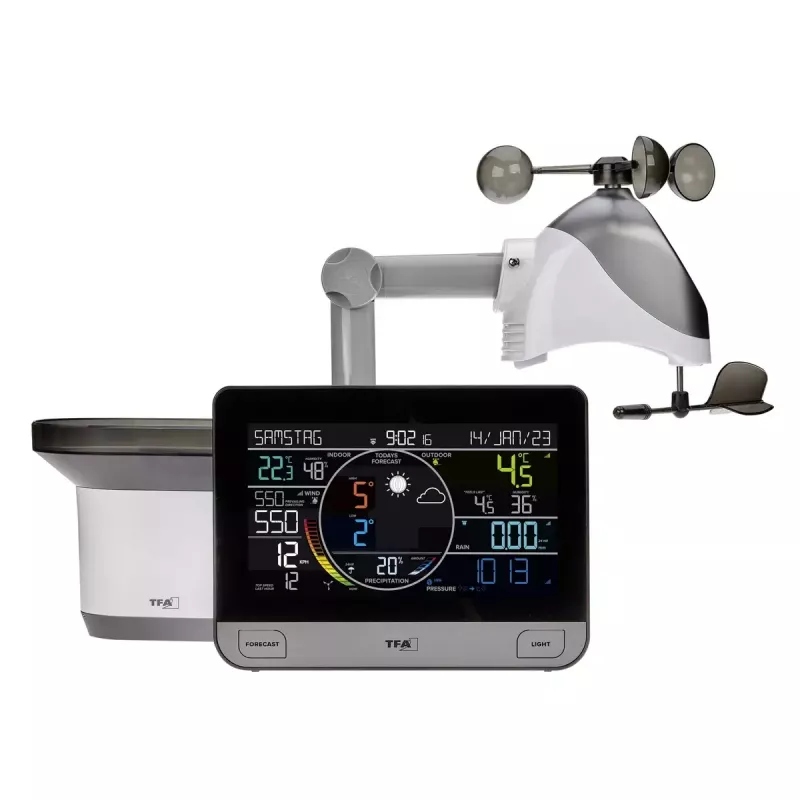 TFA-Dostmann View Pro Juoda DC / Baterijų Wi-Fi anemometras, termometras, higrometras, barometras