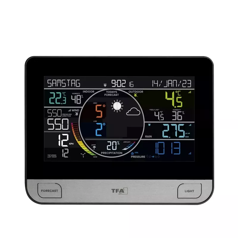 TFA-Dostmann View Pro Juoda DC / Baterijų Wi-Fi anemometras, termometras, higrometras, barometras