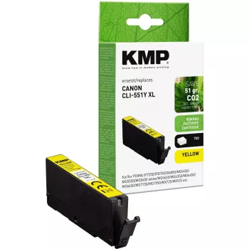 Rašalo kasetė KMP, skirta pakeisti Canon CLI-551 Y XL – geltona, didelės talpos