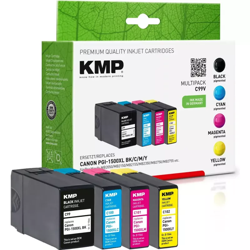 KMP C99V Multipack BK/C/M/Y kasetės, suderinamos su Canon PGI-1500 XL