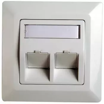 RJ45 Adaptor Frame Cat.5e Telegärtner H02010A0040 45° Dvigubas 80x80 mm Alpių Balta