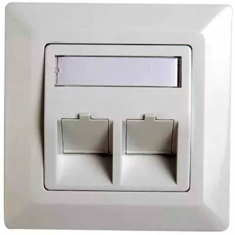 RJ45 Adaptor Frame Cat.5e Telegärtner H02010A0040 45° Dvigubas 80x80 mm Alpių Balta