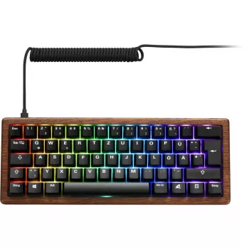 Mechaninė klaviatūra Sharkoon SKILLER SGK50 S4 Gen2 Wood PBT — medžio/juoda, UK išdėstymas, Gateron G Pro 3.0 Geltona jungikliai