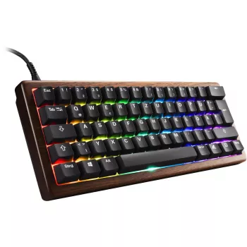 Mechaninė klaviatūra Sharkoon SKILLER SGK50 S4 Gen2 Wood PBT — medžio/juoda, UK išdėstymas, Gateron G Pro 3.0 Geltona jungikliai