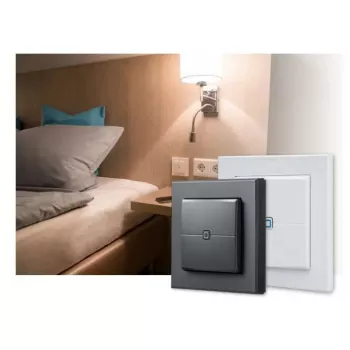 Prie sienos tvirtinamas belaidis mygtukas „eQ-3 Homematic IP HmIP-WRC2-2“ — RF, baterija (AAA), 86×86×19 mm, baltas