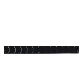 Pataisymo skydelio priedas EFB Elektronik SB-FP-S-6SC-D-V-OM3 — 1U stovo montavimas, 6× SC dvipusis, OM3, 432×13×43,5 mm, juoda