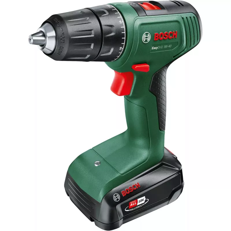 Akumuliatorinis grąžtas Bosch EasyDrill 18V-40, 2 greičių, 13 mm begriovinis griebtuvas
