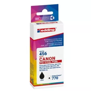 Rašalo kasetė Edding EDD-456 suderinama su Canon, juoda, 22 ml, 770 puslapių, vienetinė pakuotė