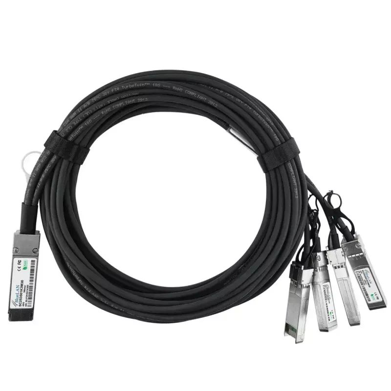 Tinklo kabelis BlueOptics ET7402-25DAC-2M-BL QSFP28 4xSFP28 InfiniBand 2m juodas