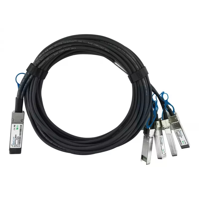 DAC laidas BlueOptics MCP7F00-A01AR-BL 2m QSFP28 į 4x SFP28 juodas