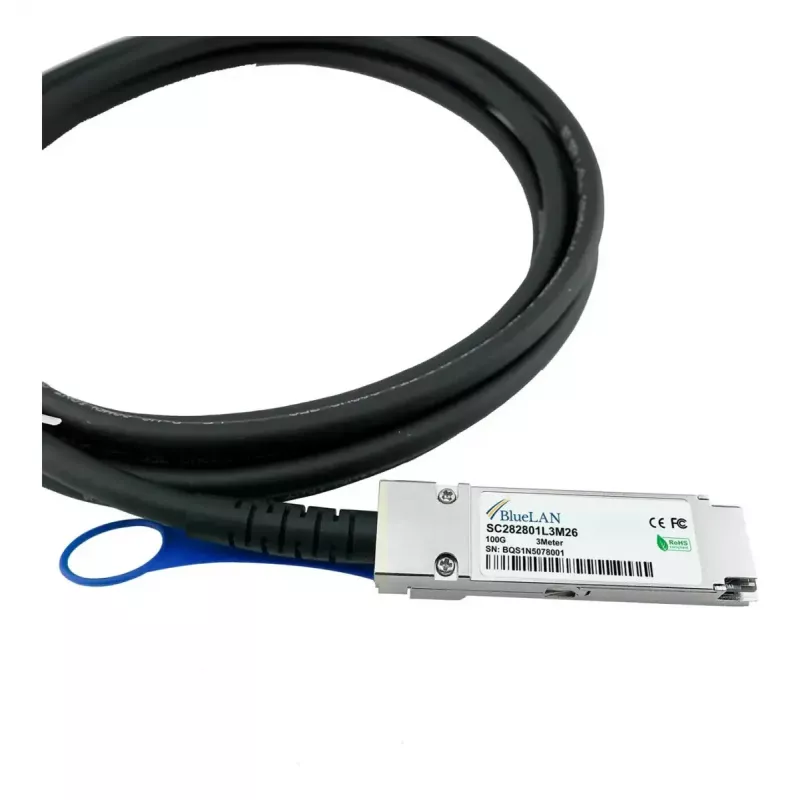 BlueOptics QSFP28 tiesioginio prijungimo kabelis SFP-DAC100-0.5M-BL 100G, DAC, 0.5 m, QSFP28–QSFP28, juodas