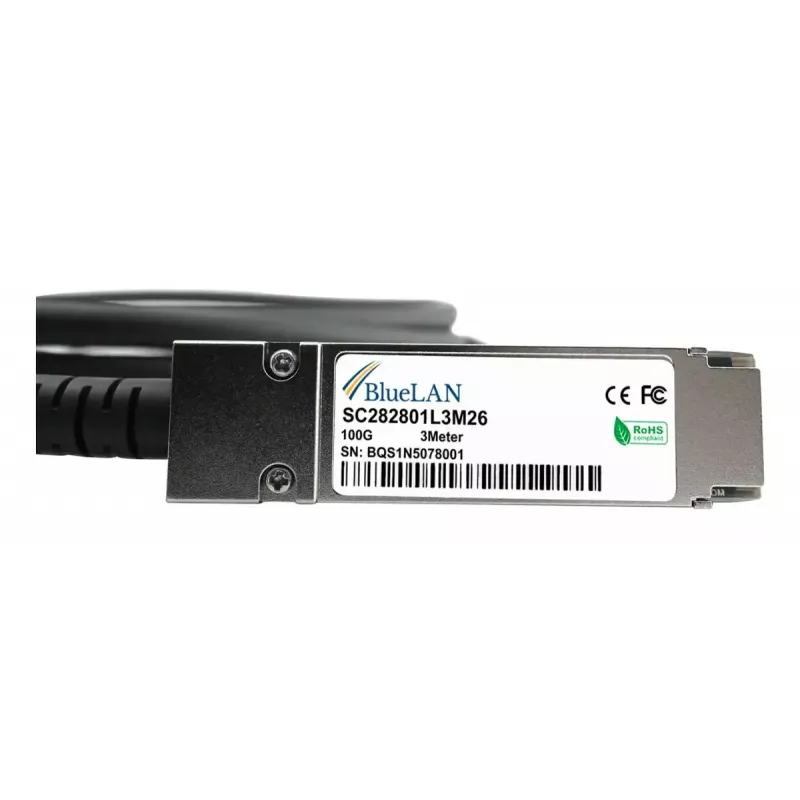 BlueOptics QSFP28 tiesioginio prijungimo kabelis SFP-DAC100-0.5M-BL 100G, DAC, 0.5 m, QSFP28–QSFP28, juodas