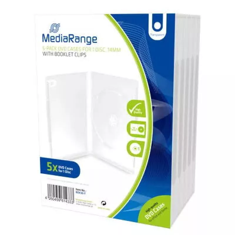 DVD dėklas MediaRange BOX30-T 1 diskui 14 mm skaidrus