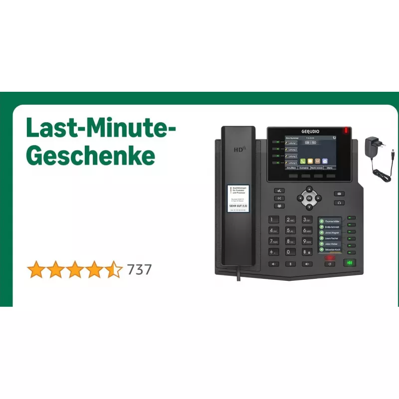 IP telefonas GEQUDIO GZ-8 su jutikliniu ekranu ir maitinimo bloku (modelis WA9780)
