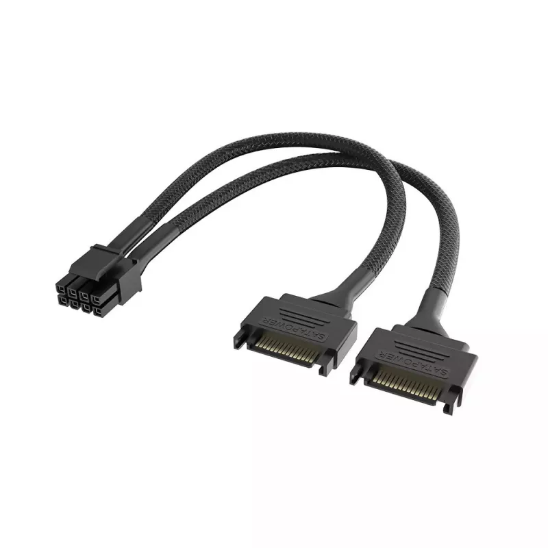 Maitinimo adapterio kabelis Akasa Dual SATA to 8‑Pin CPU (AK-CBPW33-15) 15 cm