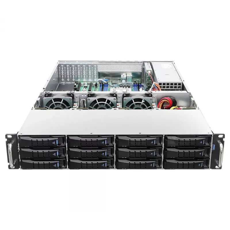 Serverio bazinis blokas ASRock 2U12L2S-SIENA (2U) — AMD SoC, lizdas SP6, 12×3,5 col. + 2×2,5 col. nišos, 800 W PSU, DDR5 iki 96 GB