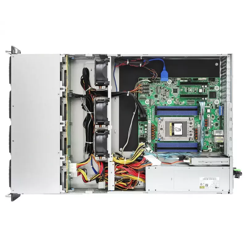 Serverio bazinis blokas ASRock 2U12L2S-SIENA (2U) — AMD SoC, lizdas SP6, 12×3,5 col. + 2×2,5 col. nišos, 800 W PSU, DDR5 iki 96 GB