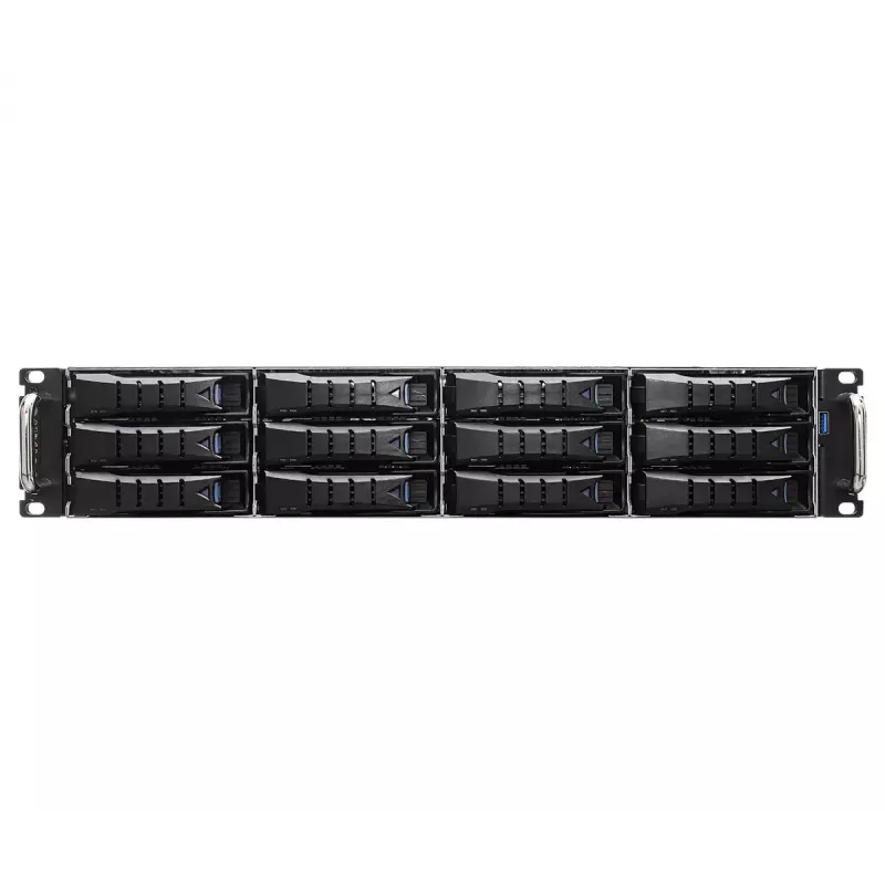 Serverio bazinis blokas ASRock 2U12L2S-SIENA (2U) — AMD SoC, lizdas SP6, 12×3,5 col. + 2×2,5 col. nišos, 800 W PSU, DDR5 iki 96 GB