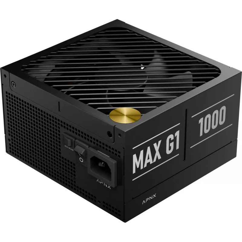 Maitinimo blokas APNX MAX G1 1000W 80 PLUS Gold ATX 3.1 PCIe 5.1 visiškai modulinis kompaktiškas, juodas