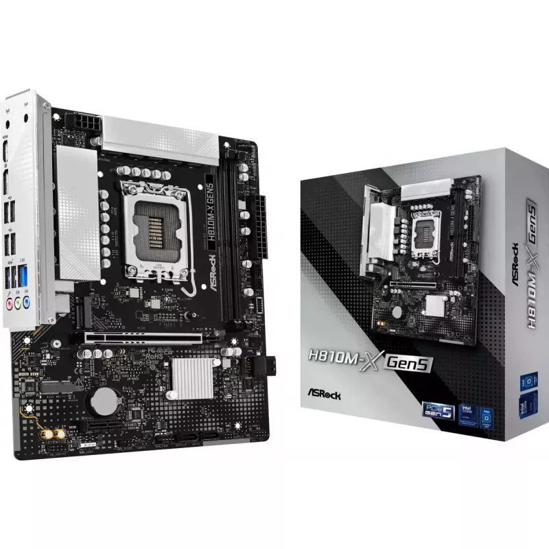 Pagrindinė plokštė ASROCK H810M-X GEN5 DDR5 Intel S1851 microATX — DDR5, LGA 1851