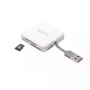 Kortelių skaitytuvas PNY All in One Reader — USB 2.0, 480 Mbit/s, palaiko CF/SD/MicroSD/MS/MiniSD/MMC, baltas, 54×54×13 mm, 29 g
