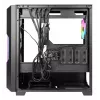 PC korpusas AZZA Guardian Glass Midi Tower — juodas, ATX/Micro‑ATX/ITX/EATX, palaiko 3,5 colio ×2 / 2,5 colio ×4, priekyje 120/140 mm ventiliatoriai