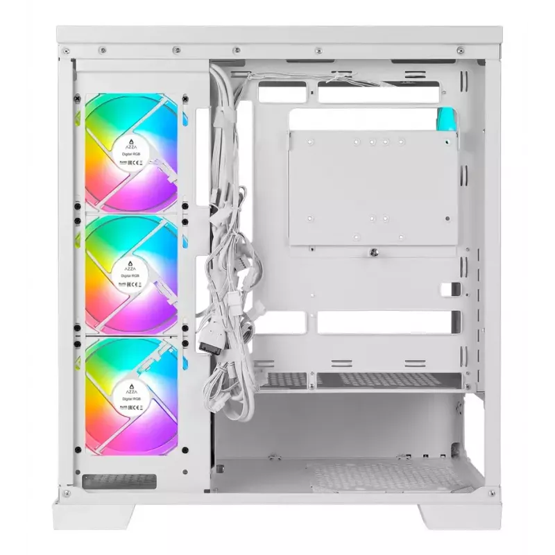 PC Midi Tower AZZA Cove (CSAZ-570W) – juodas, ATX/Micro-ITX/ITX, 3x120 mm šoniniai ventiliatoriai, 1x120 mm galinis ventiliatorius, palaiko 2,5 col. ir 3,5 col. diskus