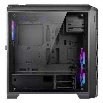 PC korpusas AZZA STORM ARGB Full Tower — juodas, ATX/Micro-ATX/EATX palaikymas, 2x 3,5 col. + 6x 2,5 col. nišos, iš anksto sumontuoti ARGB ventiliatoriai